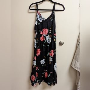 Old Navy midi cami dress black floral